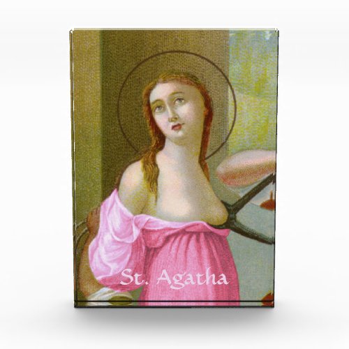 Pink St Agatha M 003 Paperweight or Photo Block