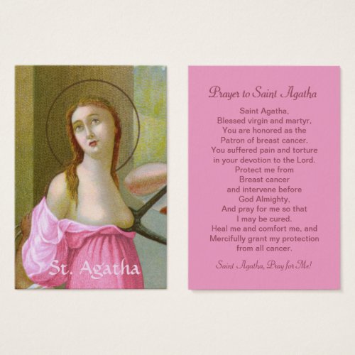 Pink St Agatha M 003 Prayer Card