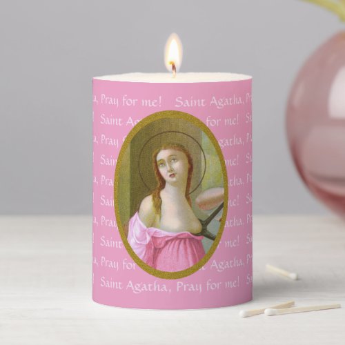 Pink St Agatha of Sicily M 003 3x4 Pillar Candle