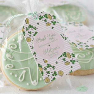 Pink St. Patrick’s Day Green Clover Thank You Gift Tags