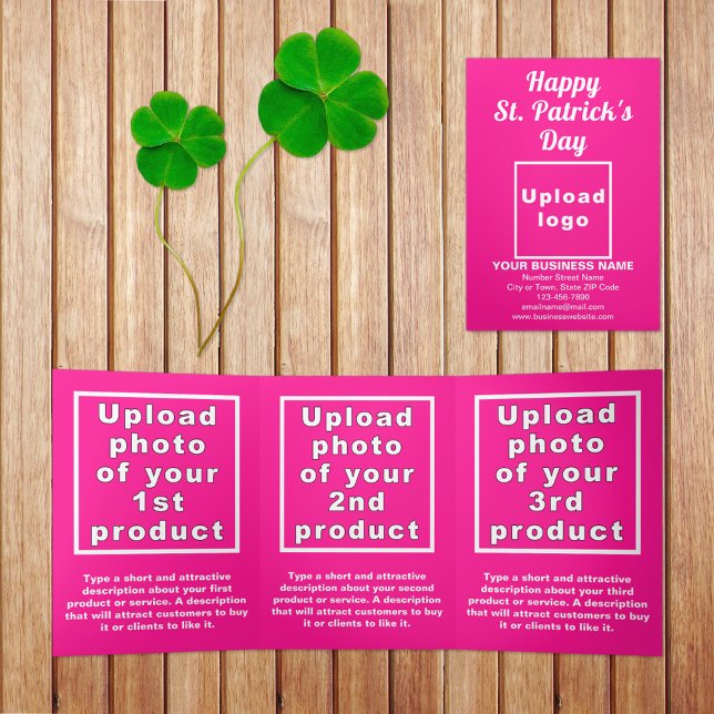 Pink St. Patrick's Day Business Trifold Card (Pink St. Patrick's Day business trifold card)