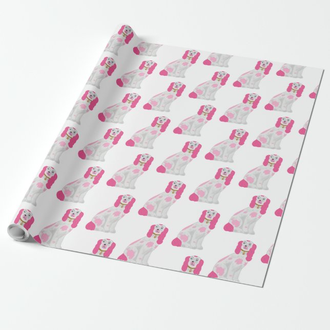 Pink Staffordshire Dog Wrapping Paper (Unrolled)