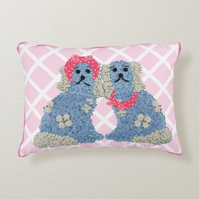 Pink Staffordshire Dogs Bandana Lumbar  Accent Pillow (Front)