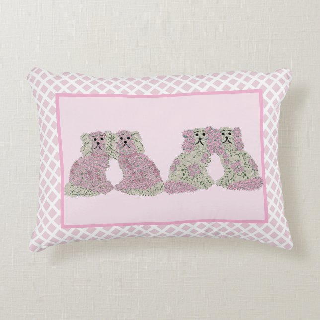  Pink Staffordshire Dogs Breakfast Accent Pillow (Front)