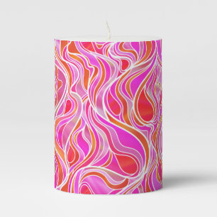 Pink Stained Glass Abstract Pillar Candle
