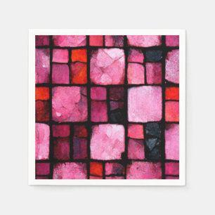 Pink Stained glass Tile Decoupage Tissue Paper Napkins