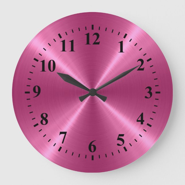 Pink Stainless Steel Metal Large Clock (Front)
