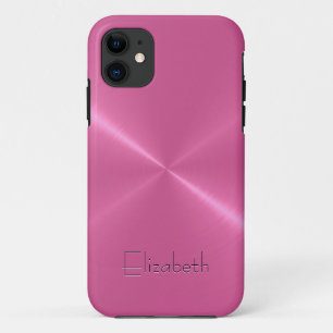 Pink Stainless Steel Metal Look iPhone 11 Case