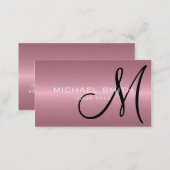 Pink Stainless Steel Metal Monogram Business Card (Front/Back)