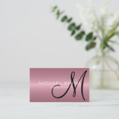 Pink Stainless Steel Metal Monogram Business Card (Standing Front)