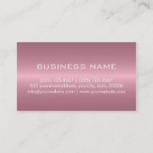 Pink Stainless Steel Metal Monogram Business Card (Back)
