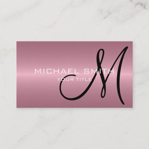 Pink Stainless Steel Metal Monogram Business Cards