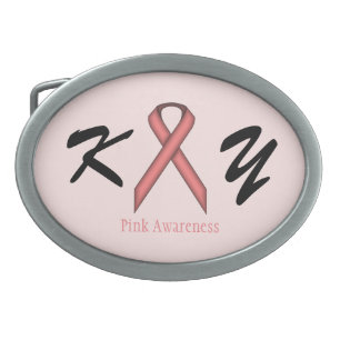 Pink Standard Ribbon by Kenneth Yoncich Belt Buckle