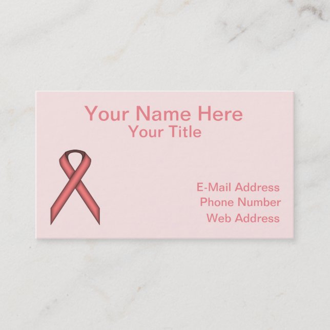 Pink Standard Ribbon by Kenneth Yoncich Business Card (Front)