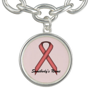 Pink Standard Ribbon by Kenneth Yoncich Charm Bracelet