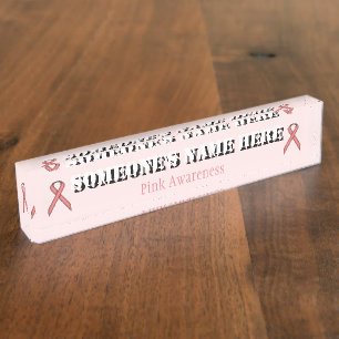 Pink Standard Ribbon by Kenneth Yoncich Desk Name Plate