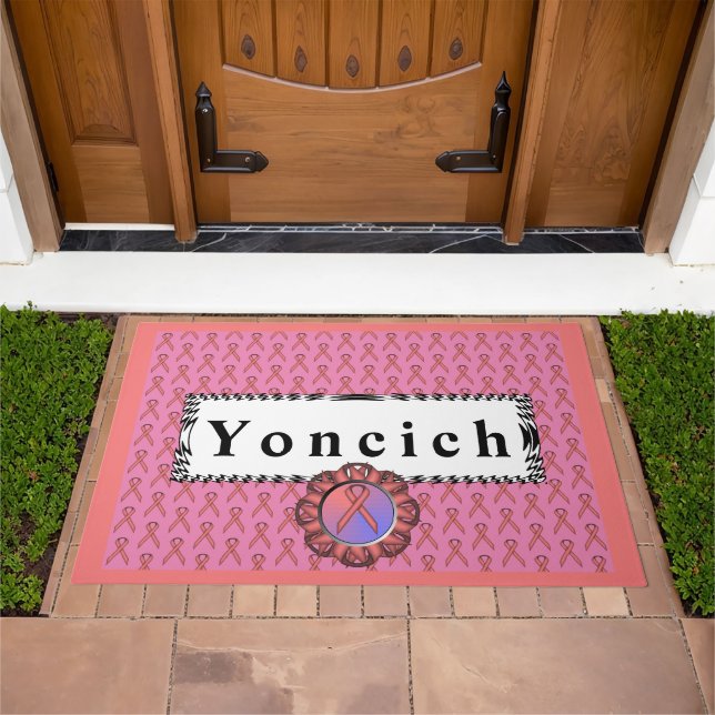 Pink Standard Ribbon by Kenneth Yoncich Doormat (Outdoor)