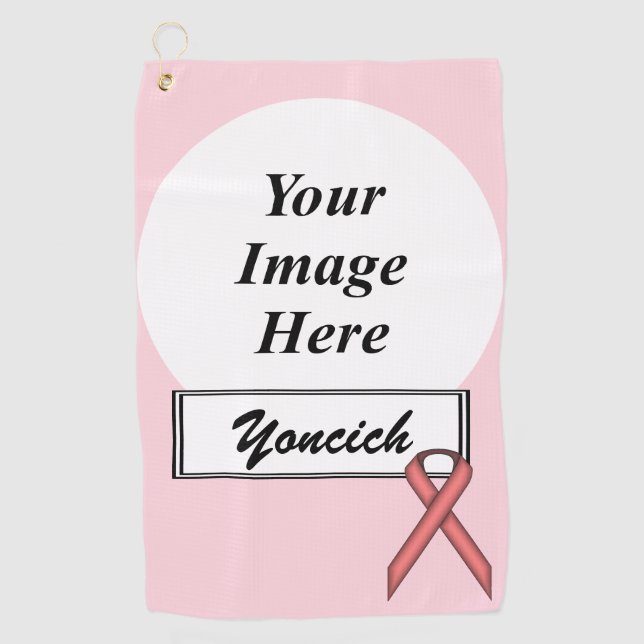 Pink Standard Ribbon by Kenneth Yoncich Golf Towel (Front)
