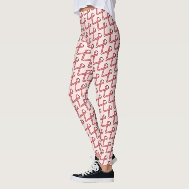 Pink Standard Ribbon by Kenneth Yoncich Leggings (Left)