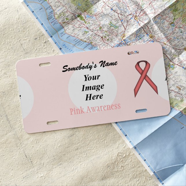 Pink Standard Ribbon by Kenneth Yoncich License Plate (In Situ)