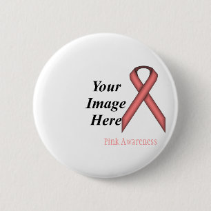 Pink Standard Ribbon by Kenneth Yoncich Pinback Button