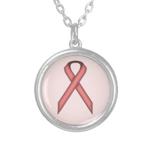 Pink Standard Ribbon by Kenneth Yoncich Silver Plated Necklace