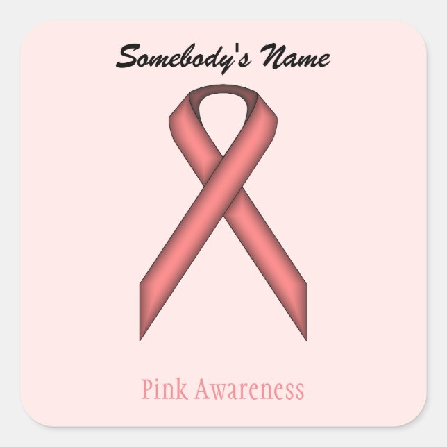 Pink Standard Ribbon by Kenneth Yoncich Square Sticker (Front)
