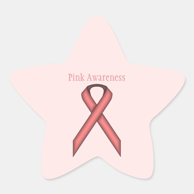 Pink Standard Ribbon by Kenneth Yoncich Star Sticker (Front)