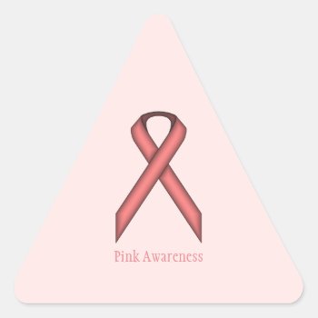 Pink Standard Ribbon By Kenneth Yoncich Triangle Sticker by KennethYoncich at Zazzle