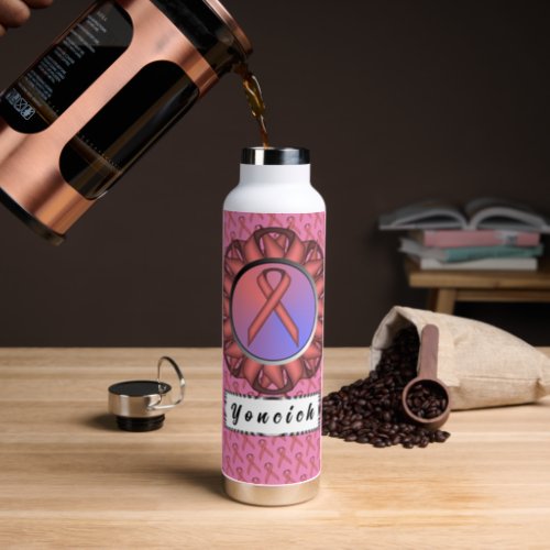 Pink Standard Ribbon by Kenneth Yoncich Water Bottle