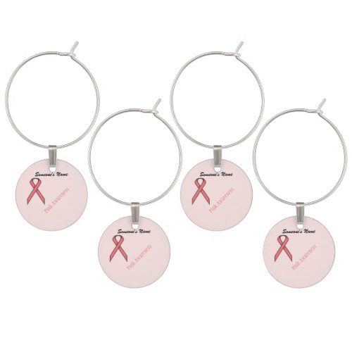 Pink Standard Ribbon by Kenneth Yoncich Wine Glass Charm