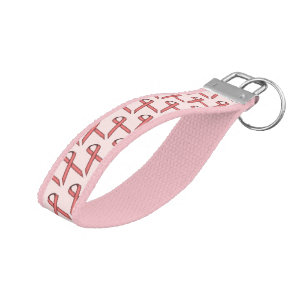 Pink Standard Ribbon by Kenneth Yoncich Wrist Keychain
