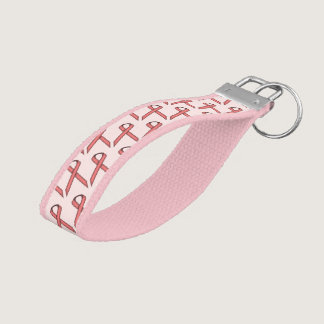 Pink Standard Ribbon by Kenneth Yoncich Wrist Keychain