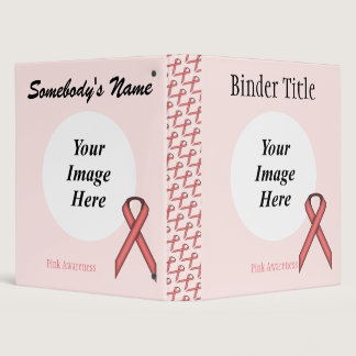 Pink Standard Ribbon Template by Kenneth Yoncich 3 Ring Binder