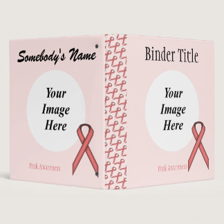 Pink Standard Ribbon Template by Kenneth Yoncich 3 Ring Binder