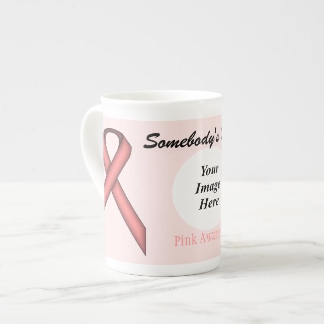 Pink Standard Ribbon Template by Kenneth Yoncich Bone China Mug (Front Left)