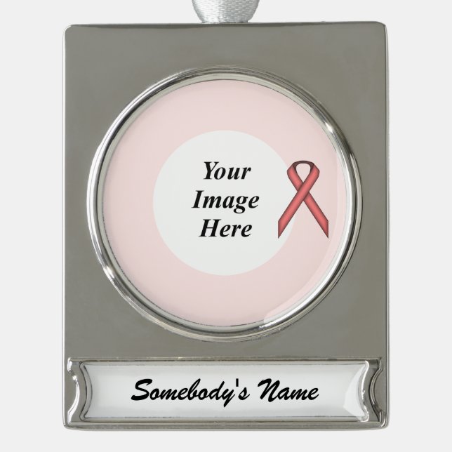 Pink Standard Ribbon Template by Kenneth Yoncich Silver Plated Banner Ornament (Front)