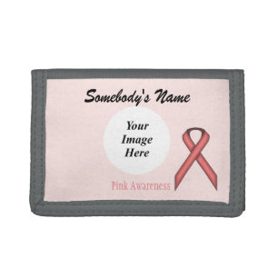 Pink Standard Ribbon Template by Kenneth Yoncich Tri-fold Wallet