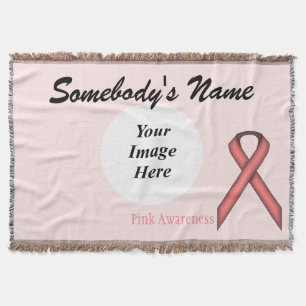 Pink Standard Ribbon Template Throw Blanket