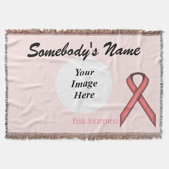 Pink Standard Ribbon Template Throw Blanket (Front)