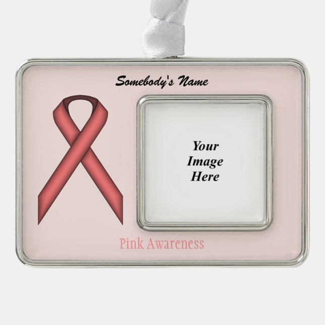 Pink Standard Ribbon Tmpl (H-O) by Kenneth Yoncich Ornament (Front)