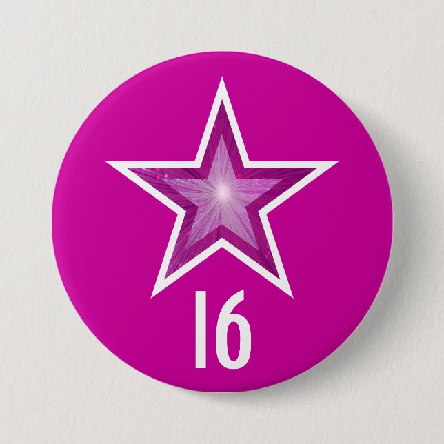 Pink Star '16' button pink (Front)