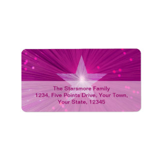 Pink Star address label medium
