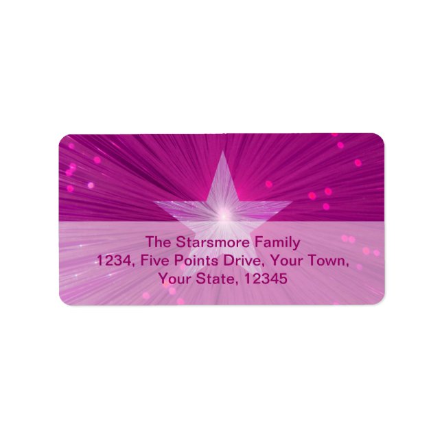 Pink Star address label medium (Front)