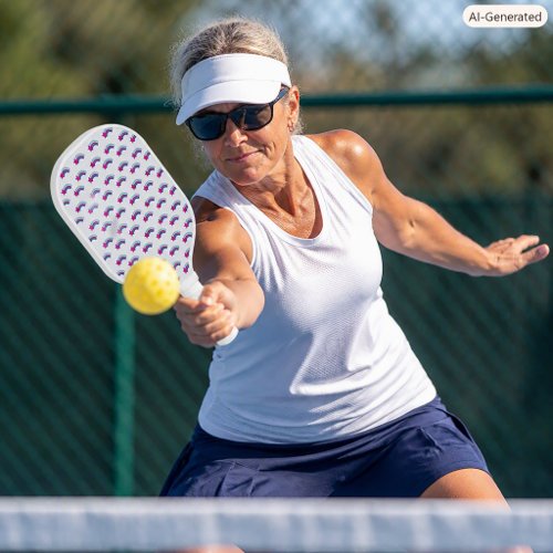 Pink Star and Colorful Rainbow Pattern Pickleball Paddle