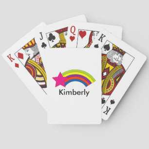 Pink Star and Colorful Rainbow Personalize Poker Cards