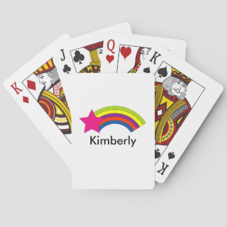 Pink Star and Colorful Rainbow Personalize Poker Cards