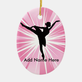Pink Star Ballerina B Name customizable Ornament