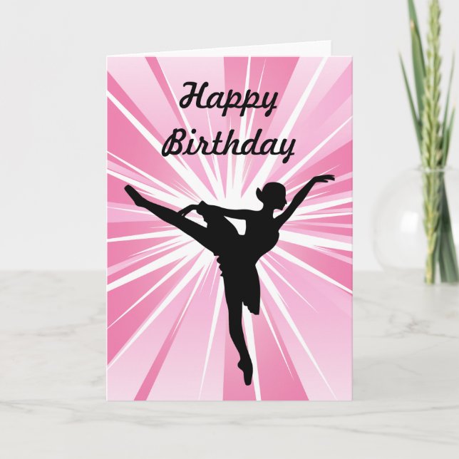 Pink Star Ballerina Birthday Card (Front)
