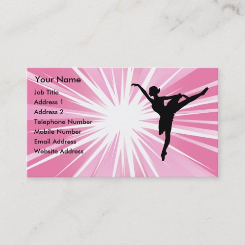 Pink Star Ballerina Business Card Template